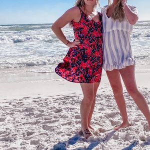 Blue and Red Floral Dress